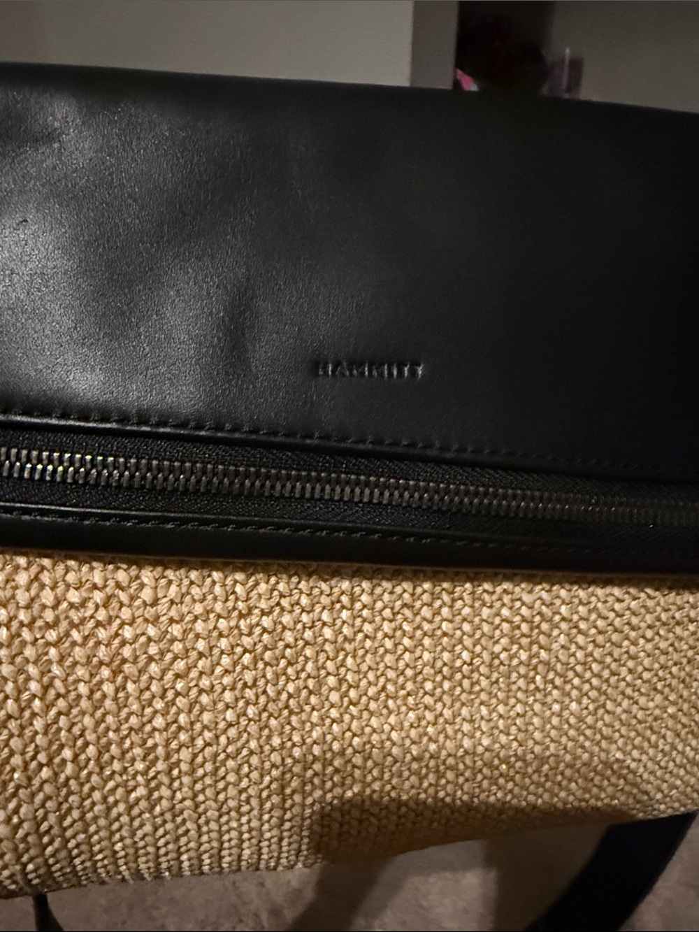 Hammitt Black Leather and Natural Woven Crossbody NWT - Picture 7 of 8